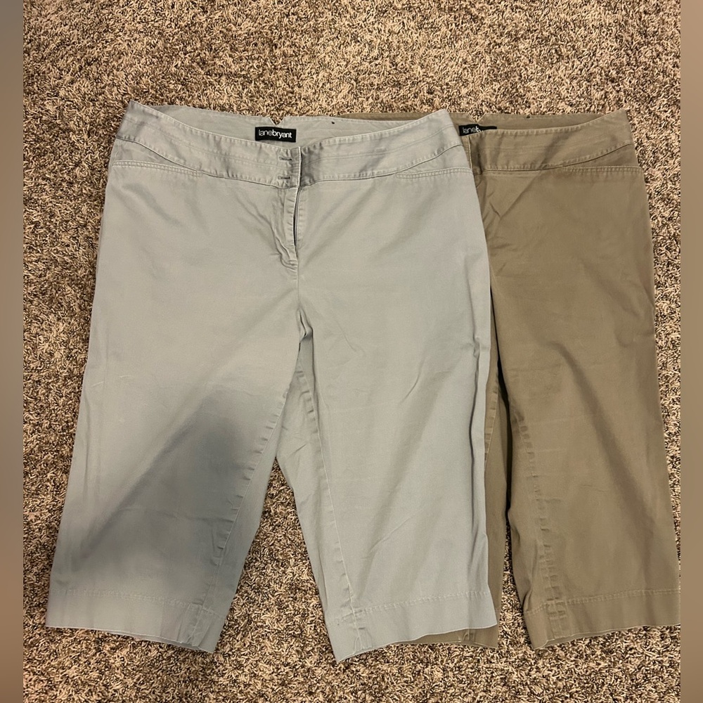 Lane Bryant Gray and Tan Capris